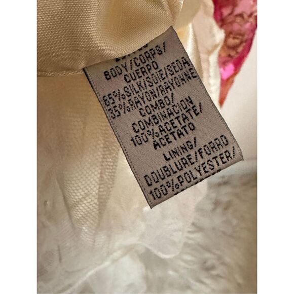 Victor Costa Y2K Pink and Yellow Paisley Silk Party Dress 12 - Picture 5 of 7